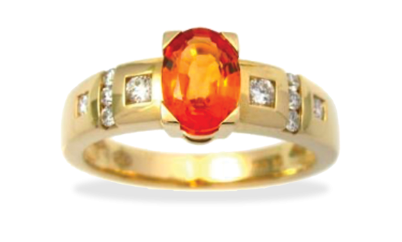 Vente de BAGUE SAPHIR ORANGE ET DIAMANTS GREGOIRE dans notre bijouterie proche de Aix en Provence